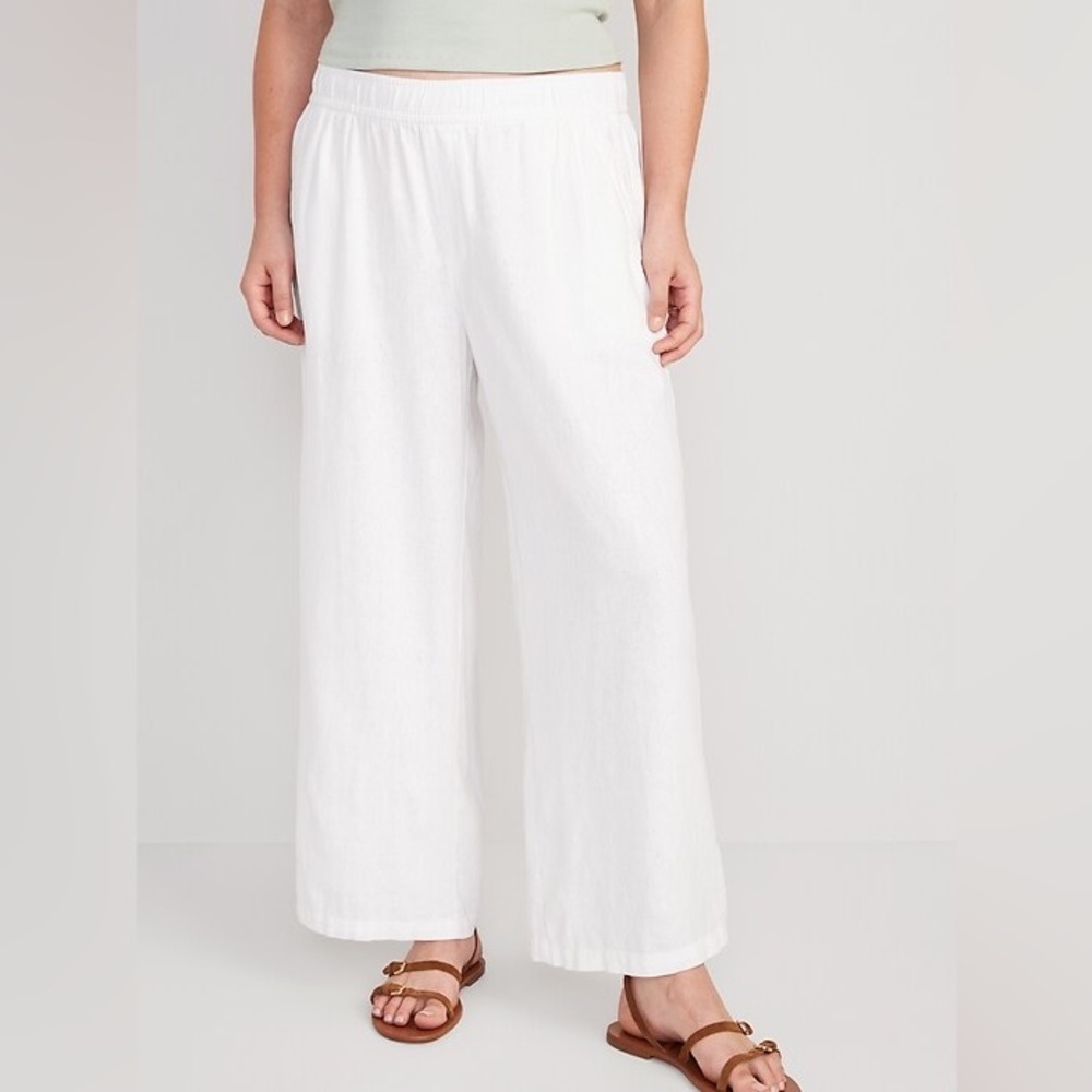NWOT Old Navy High-Waisted Linen Blend Wide-Leg Pants